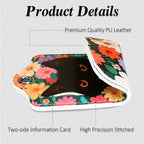 Luggage Tags for Suitcases, 2 Pack Cute PU Leather Luggage Tag TSA Approved with Stainless Steel Loop and Address Card Baggage Tag for Travel&Cruise Ships&Shipping Black Cat Floral, by Chelmon