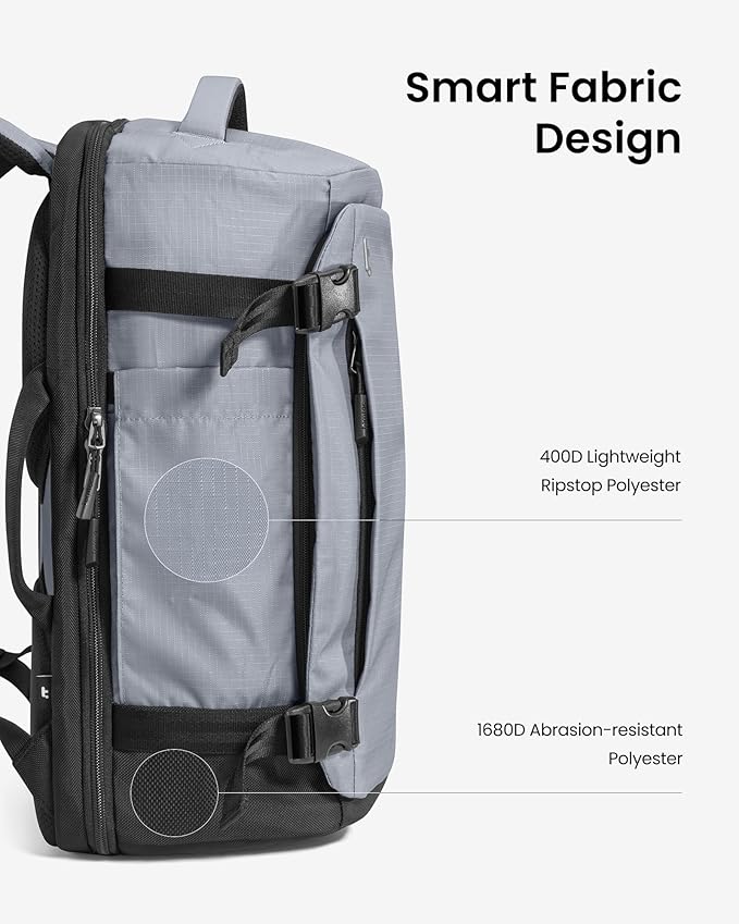 tomtoc Travel Backpack 40L, TSA Friendly Flight Approved Carry-on Luggage Hand Water-resistant Lightweight Business Rucksack, Durable Large Weekender Bag Daypack Fits 17.3 Inch Laptop