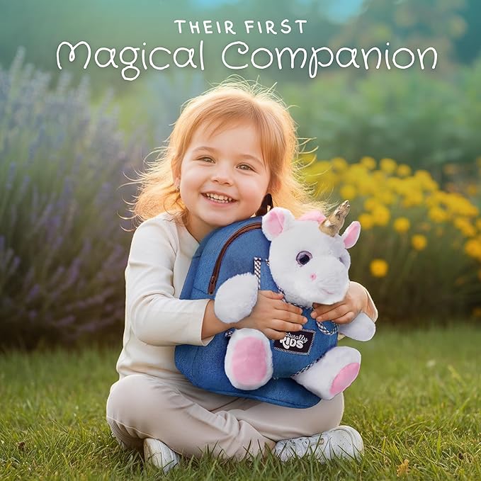 Naturally KIDS Toddler Backpack w Unicorn Toys, 2 Year Old Girl Birthday Gift, 3 Year Old Girl Gift Boy, Toddler Unicorn Toy