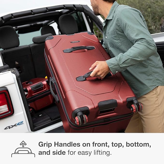 Traveler's Choice Maxporter II Polycarbonate Hardside Trunk with Spinner Wheels, Red, 28-Inch Medium Trunk