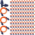 Xuhal 200 Pairs Corded Ear Plugs Silicone Earplugs with Cord Individually Wrapped Reusable Earplugs Sleep Noise Cancelling Hearing Protection for Snoring Shooting Studying Construction (Navy Blue)