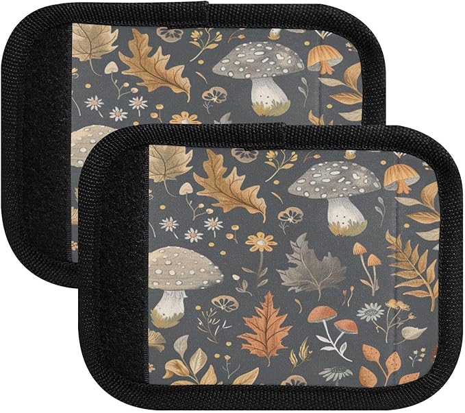 Qilmy Cute Cartoon Mushrooms Luggage Handle Wrap 2Pack Luggage Identifiers Tag Comfort Handle Grips Cover for Stroller Suitcase Bag Airplane Travel Accessories350