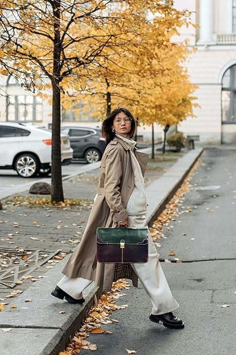 The Tannery Handmade Full Grain Leather Briefcase Laptop Satchel Office Crossbody Bag for Unisex Unique Vintage Design
