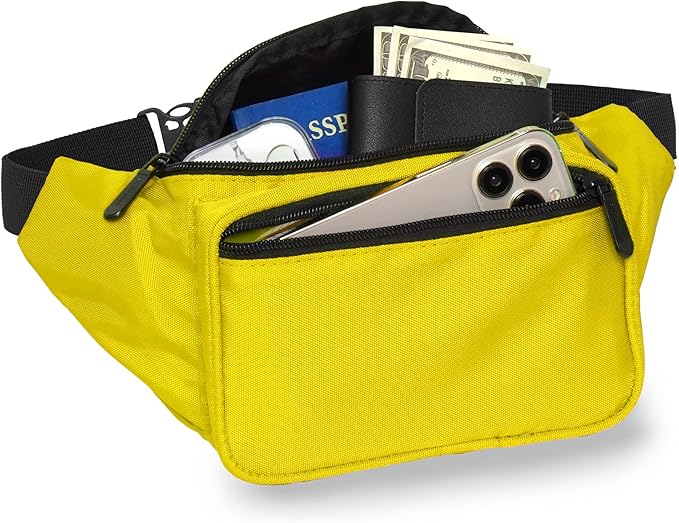 Yellow Fanny Pack Belt Bag I Mens Fanny Packs for Women Fashionable - Crossbody Bag Bum bag Waist Bag Waist Pack - Hands Free for Hiking, Running, Travel, Waterproof and more