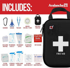 Avalanche 53 Pieces First Aid Kit, Compact Emergency Supplies Kit for Home, School, Car, Travel, Sports or Camping in Hard Shell Foam Case, Portable Mini First Aid Kit, Black