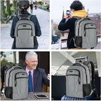BIKROD Travel Laptop Backpack for Men and Women, Backpacks for School Teen Boys, Business Anti Theft Slim Sturdy Back Pack Adult Computer Bag Gift 15.6 IN Laptop, Grey