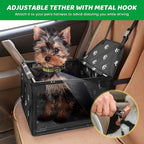 GENORTH Dog Car Seats for Small and Medium Dogs,Portable Puppy/Pet Car Booster Seat with Clip-On Leash and Mesh Window for Pet Up to 20 lbs
