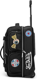 Von Dutch Signature Patch 2-Piece Rolling Duffel Set with Telescopic Trolley Handle and Inline Skate Wheels