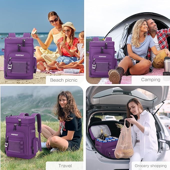 Hulongo Large Waterproof Insulated Cooler Backpack for Men & Women, Leak Proof Cooler Backpack for Camping, Beach, Fishing, Picnic, Travel, Outdoor, 30L, 48Cans