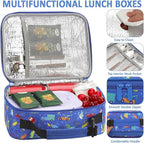 Lunch Box Kids Insulated Lunch Bag for Boys Girls Cute Reusable Lunch Tote Bag Waterproof Portable Thermal Lunch Box Kids for School Picnic Travel Blue Car