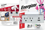 Energizer 4 Packs of 4 Device Fast Charging Multi Plug Wall Outlet Extender (2) AC Power Outlets (1) 20W PD Type C Port (1) 18W USB A Port Power Strip Expander Outlet Splitter Plug in Adapter