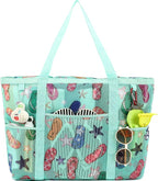 Fammart Mesh Beach Bag with Zipper, Large Beach Tote for Women, Toys Pool Swim Bag Travel Vacation Cruise Essentials