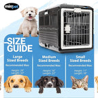Pet Carrier & Crate, 26.4" L x 15.3" W x 18.8" H - Collapsible for Medium Cats and Dogs, Portable Hard Plastic Wall Kennel for Indoor/Outdoor Use