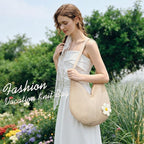 Premillow Crochet Beach Bags for Women, Summer Beach Tote Bag, Mesh Cute Beach Purse, Aesthetic Knit Bag Handbag Shoulder Bag