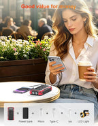 Solar Charger Power Bank, PD 20W Fast Charging External Batter, 40000mAh Portable Phone Charger Built in 4 Cables with Dual Bright Flashlights for Camping, Hiking, and Outdoor Use（RED）