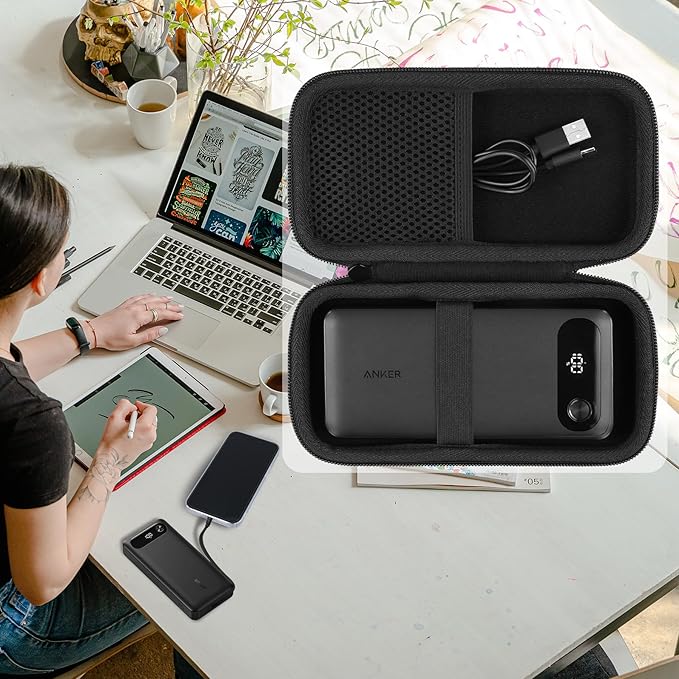 khanka Travel Case for Anker Power Bank, 20,000mAh Portable Charger,Case Only (Black)