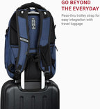 SwissGear Travel Tech Elite Laptop Backpack – Fits Laptops up to 16” – ScanSmart TSA-Friendly Backpack with USB Port, Shoe Compartment & Organizer Pockets – Navy Ballistic