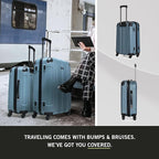 Kenneth Cole REACTION Out of Bounds Lightweight Hardshell 4-Wheel Spinner Luggage, Granite Blue, 3-Piece Set (20", 24", & 28")