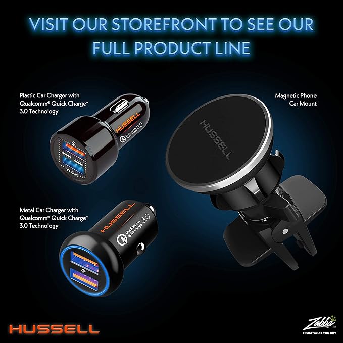 WERPOWER Hussell Cigarette Lighter USB Adapter - 12 V Car Charger for Mobile Phone, Navigation Connection to Socket - 2-Port Multiple Plug - Must Have Car Gadget