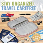 BOACAY Travel Document Organizer with RFID, Family Passport Holder, Wallet for Women & Men, Portable & Waterproof Case for Cards, Boarding Pass, Money