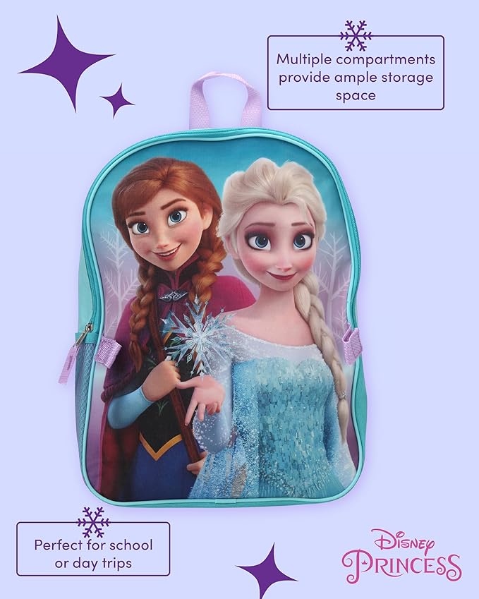 Fast Forward Disney Frozen Girls Backpack and Lunch Box Set - 2 Piece 15 Inch School Backpack With Detachable Lunch Bag Set, Size One Size, Frozen Round Lunch