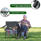 Leonyo Oversized 2 Person Camping Chair, Double Camping Loveseat Chair for Adults, Foldable & Comfortable Double Seat for Lawn, Backyard, Beach, Sports, Movie, Grey