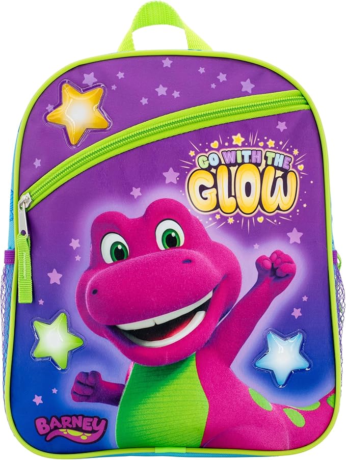 AI ACCESSORY INNOVATIONS Barney The Purple Dinosaur Mini Backpack, 12 x 10 x 4 inches, Kids School Bag with Zip Pockets, Purple