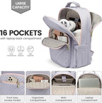 LOVEVOOK Laptop Backpack for Women 18.4 inch,Cute Womens Travel Backpack Purse,Professional Laptop Computer Bag,Waterproof Work Business College Teacher Bags Carry on Backpack with USB Port,Grey Pink
