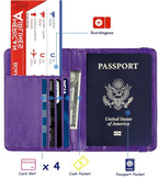 TOURSUIT RFID Blocking Passport Holder for Women Men, Leather Passport Travel Wallet with 3D Metal Badge, Travel Document Holder Cover Accessories (Purple)