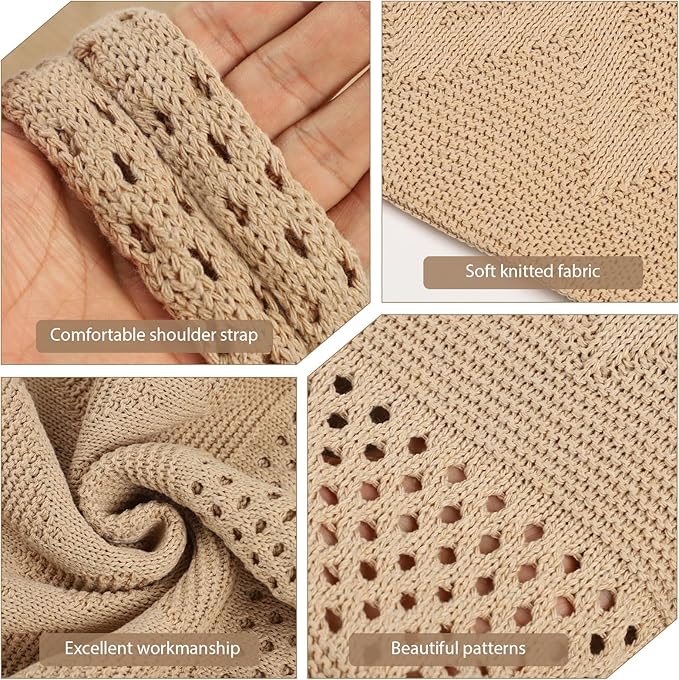 WantGor Crochet Bags, Beach Mesh Tote Bag Womens Shoulder Shopping Handbag Casual Travel Totes Bag Foldable Hobo Bags