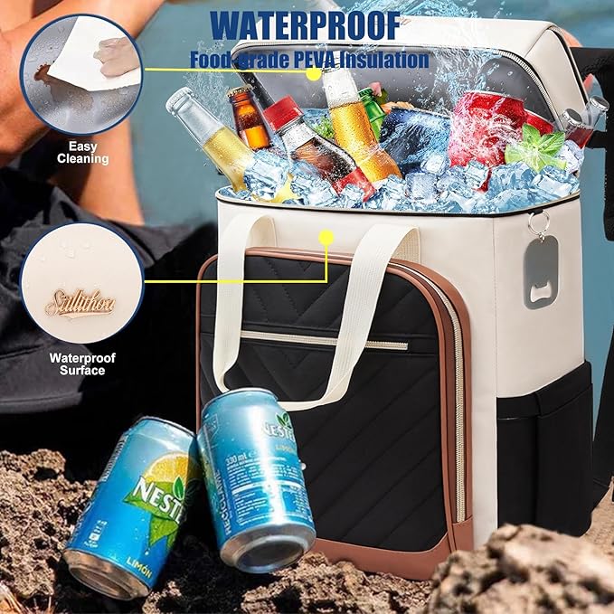 Backpack Cooler Insulated Leak Proof, Lightweight Soft Sided Cooler Backpack for Men Women, Waterproof Beach Cooler Bag Lunch Backpack for Camping Hiking Picnic Fishing Travel Outdoor