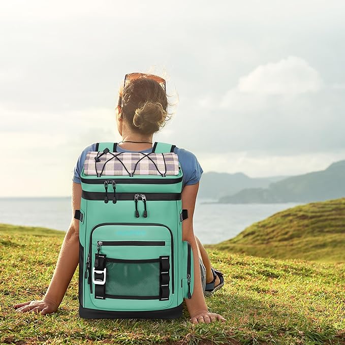 Hulongo Large Waterproof Insulated Cooler Backpack for Men & Women, Leak Proof Cooler Backpack for Camping, Beach, Fishing, Picnic, Travel, Outdoor, 30L, 48Cans