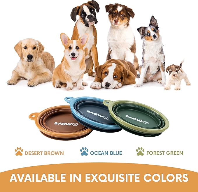 Collapsible Dog Bowl with Non Skid Suction Base -100% Pure Silicone Foldable Water Bowl, Portable Dog Bowl for Travel, Hiking & Camping 350mL 1 Piece