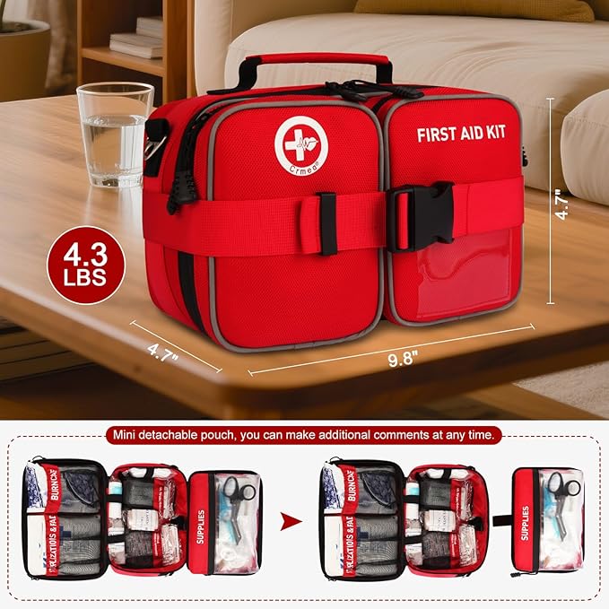 516 Piece First Aid Kit for Car, Travel & Home, FSA Eligible HSA Items - Large Professional Waterproof Compact Labeled Emergency Kit with Molle Shoulder Strap for Camping, Hiking & Survival