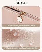 EACHY Travel Makeup Bag, Large Capacity Cosmetic Bag for Women, Waterproof PU Leather, Flat Open Portable Toiletry Bag for Skincare, Brushes & Travel Essentials