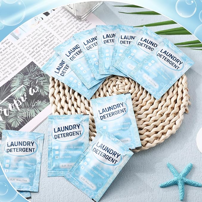 Leelosp 500 Pcs Individual Travel Laundry Detergent Bulk Travel Size Laundry Detergent Packets Portable Single Use Liquid Soap for Traveler Hostel Essentials Cleaning