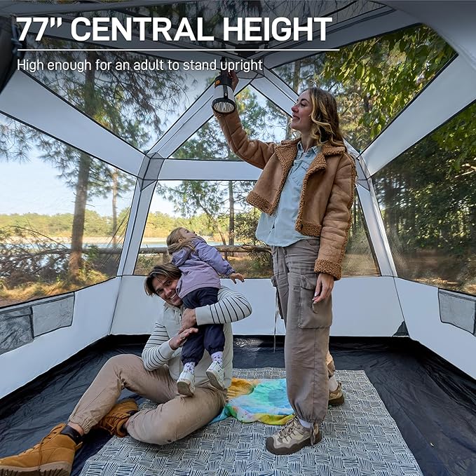 EVER ADVANCED Blackout 6 Person Camping Tent, Instant Cabin Tent for Family with Vestibule and Large Mesh Windows, 60s Easy Setup, Double Layer, Water-Resistant