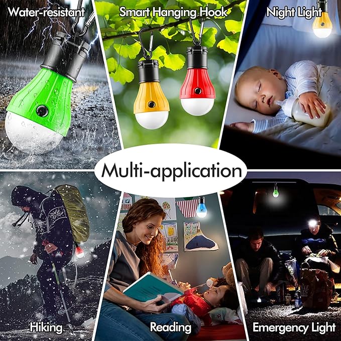 FLY2SKY Tent Lamp 5 Packs Portable Tent Light Clip Hook Hurricane Emergency Lights LED Camping Light Bulb Camping Tent Lantern Equipment for Camping Hiking Backpacking Fishing Outage