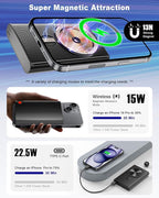 Kesguar Magnetic Portable Charger 10000mAh - 22.5W PD Super Fast Charging Wireless Power Bank, Ultra-Strong Magnet, USB C in&Out Battery Pack for iPhone 17/16/15/14/13/12 Pro Series