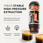 Portable Espresso Machine with 3-4 Min Self-heating, 12V Rechargeable Electric Coffee Machine 19 Bar Compatible with NS Capsules and Ground Coffee for Car Camping Travelling