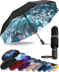 TUMELLA Strongest Windproof Travel Umbrella (Compact, Superior & Beautiful), Small, Wind-Tested, Light & Portable, Automatic Folding Rain Umbrella, Durable Premium Grip, Fits Car and Backpack