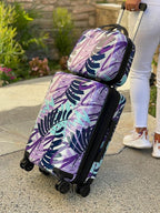 World Traveler VentureX Airline Approved 2-Piece Carry-On Luggage Set – Lightweight Hardside Polycarbonate Suitcase with Spinner Wheels - Tropical Leaves