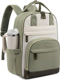LOVEVOOK Laptop Backpack Women with Giant Cup Holder,15.6 inch Waterproof Work Travel Backpack Computer Laptop Bag,Cute College Nurse Teacher Backpack Purse,Gifts for Women & Men,Been green-Beige-Cyan