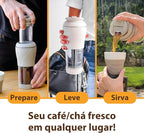Pressca - Portable Coffee & Tea Maker - Thermal Coffee & Tea Infuser, French Press, Single Serve Coffee Maker, BPA Free - Home & Kitchen Accessories & Utensils - 12 fl oz, Red