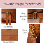THE M&G BAGS Genuine Leather Messenger Bag for Men, Handmade Laptop Shoulder Bags with Zipper, Multiple Compartments Adjustable Strap, Crossbody Briefcase for Office College Travel -16 IN, Brown