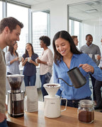 AGOGO Pour Over Coffee Maker Set - Unbreakable 304 Stainless Steel V60 Dripper & Server for Camping & Party, Includes 50 Paper Filters & Barista Towel - Cream White - 30oz