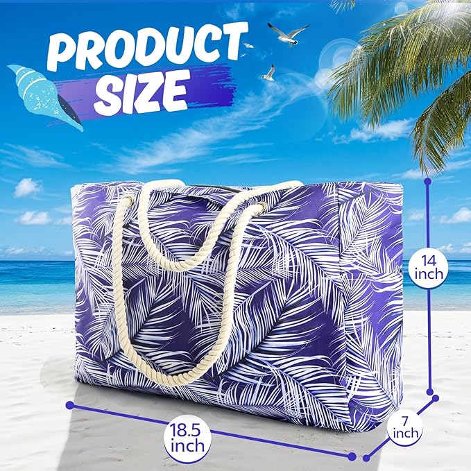 SRISE Large Beach Bag for Women & Men, Beach Bags Waterproof Sandproof, Travel Tote Bag, Swim Pool Bag for Family Outdoor