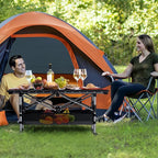 GARLLEN Folding Camping Table, 2-Height Adjustable Portable Roll-up Camping Table with Storage Net, Lightweight Aluminum Picnic Table with Carrying Bag for Cooking, BBQ, Outdoor, 32.2" L x 15.7" W