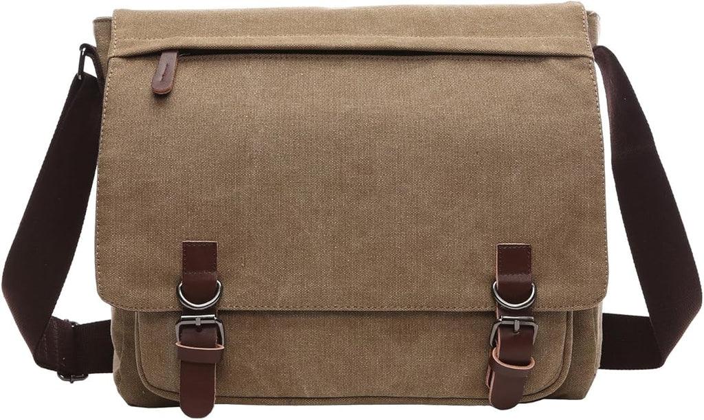 Evergoo Vintage Messenger Bag Unisex Shoulder Bags Canvas Satchel Cross Body Work Satchel Briefcase for 15.6 Inch Laptop