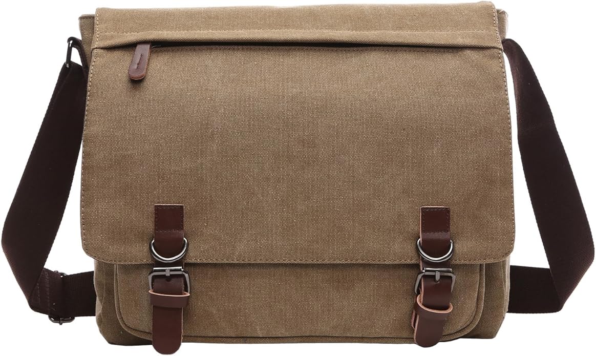 Evergoo Vintage Messenger Bag Unisex Shoulder Bags Canvas Satchel Cross Body Work Satchel Briefcase for 15.6 Inch Laptop